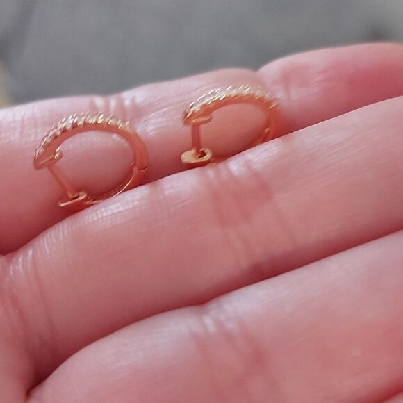 925 Sterling Silver Rose Gold Earrings - Picture 3 of 8